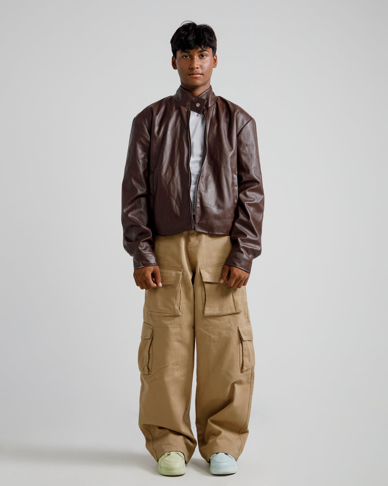 Oversized Faux Leather Bomber